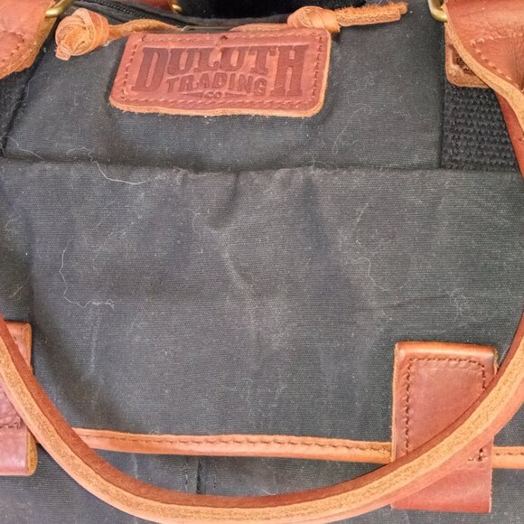 DULUTH TRADING CO XL Heavy-Duty Canvas and Leather Duffle Bag Carry-on Weekender - Picture 4 of 15